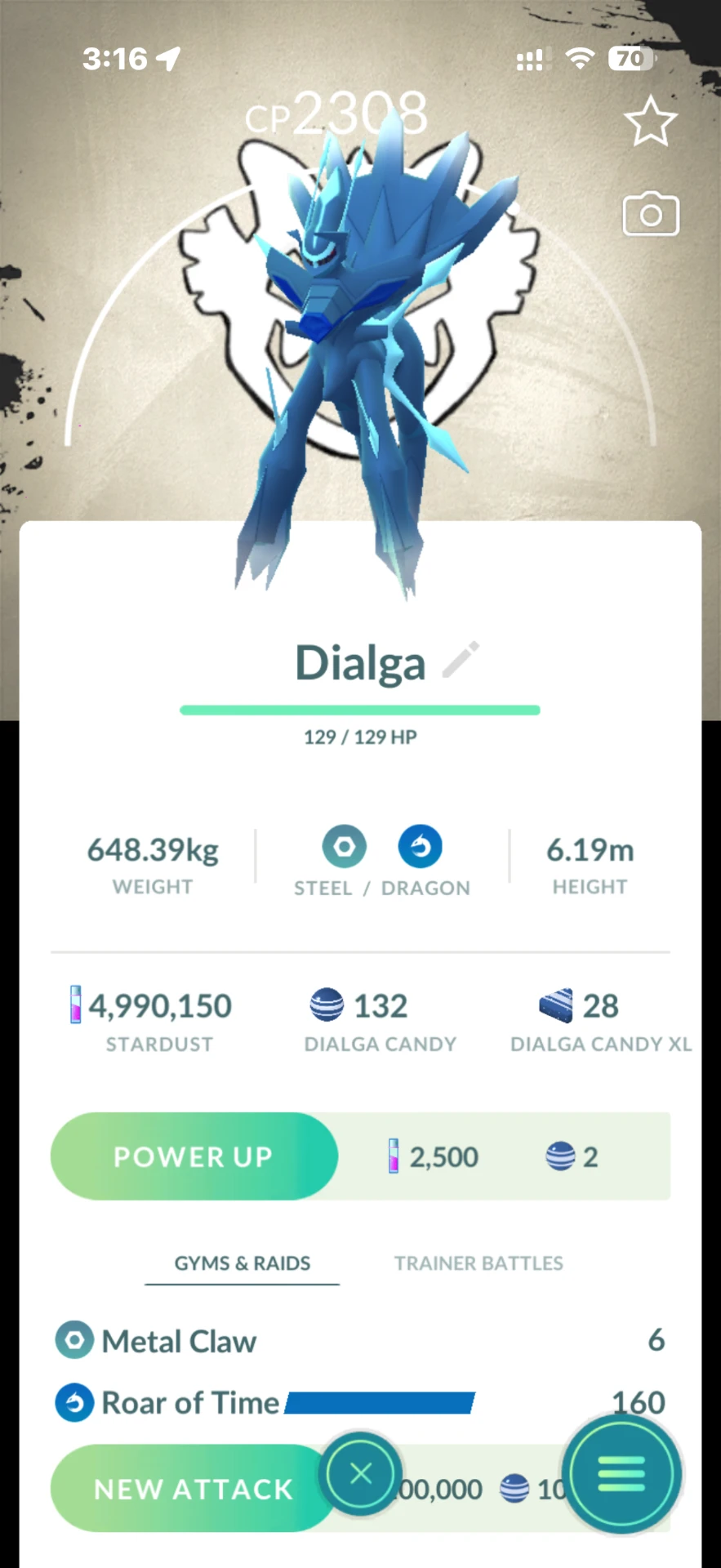 Dialga — Pokémon GO listing