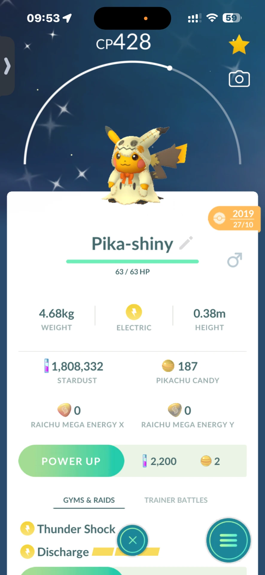 Shiny Mimikyu Pikachu — Pokémon GO listing